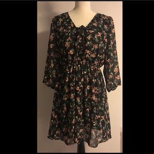 SOLD - Maurice’s Black Floral Print Dress